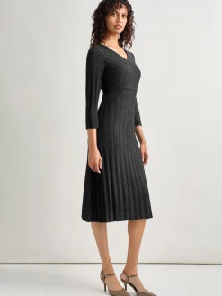 Textural Stripe Knit Midi Dress