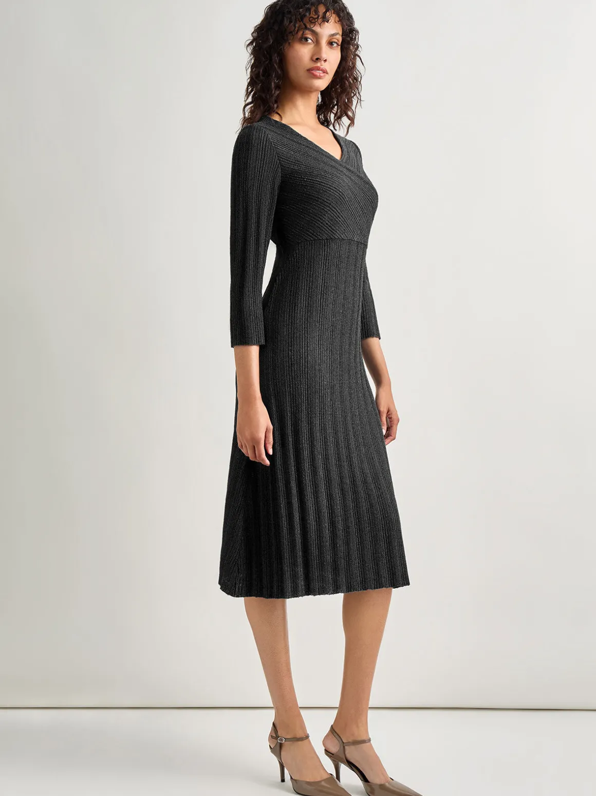 Textural Stripe Knit Midi Dress