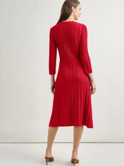 Textural Stripe Knit Midi Dress