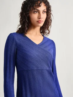 Textural Stripe Knit Midi Dress