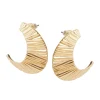 Textured Warm Gold Swoop Earrings