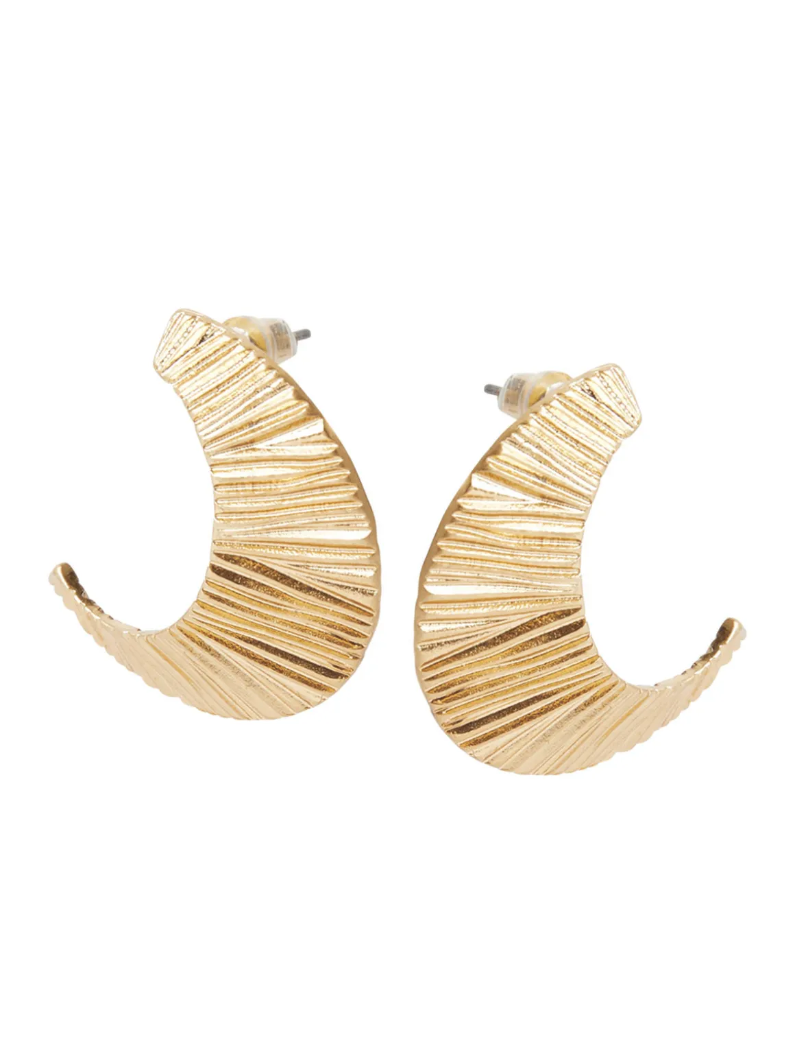 Textured Warm Gold Swoop Earrings