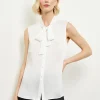 Tie-Neck Crepe de Chine Blouse