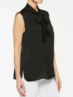 Tie-Neck Crepe de Chine Blouse