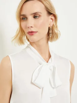Tie-Neck Crepe de Chine Blouse