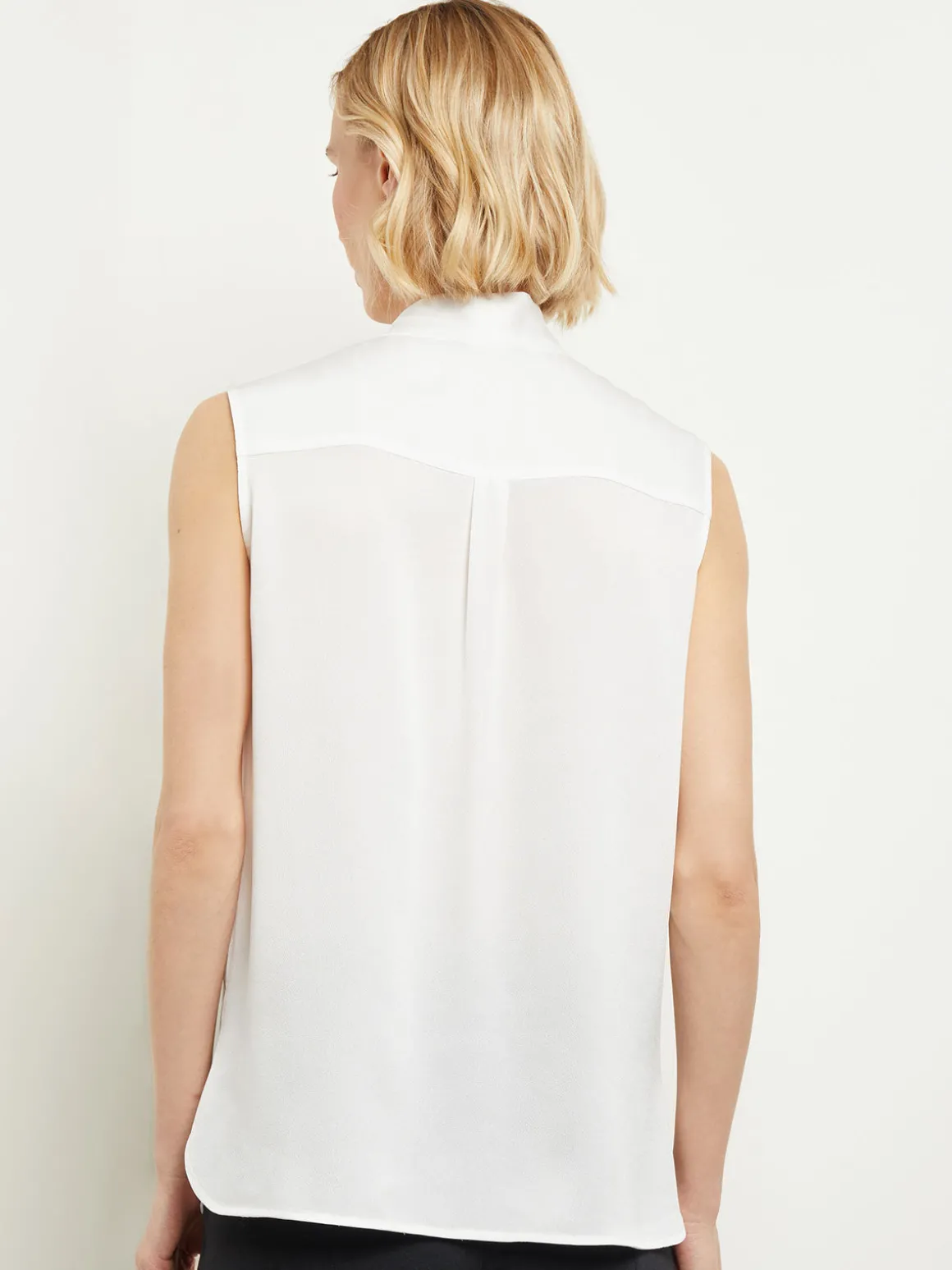 Tie-Neck Crepe de Chine Blouse
