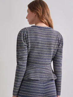 Tweed Knit Peplum Jacket