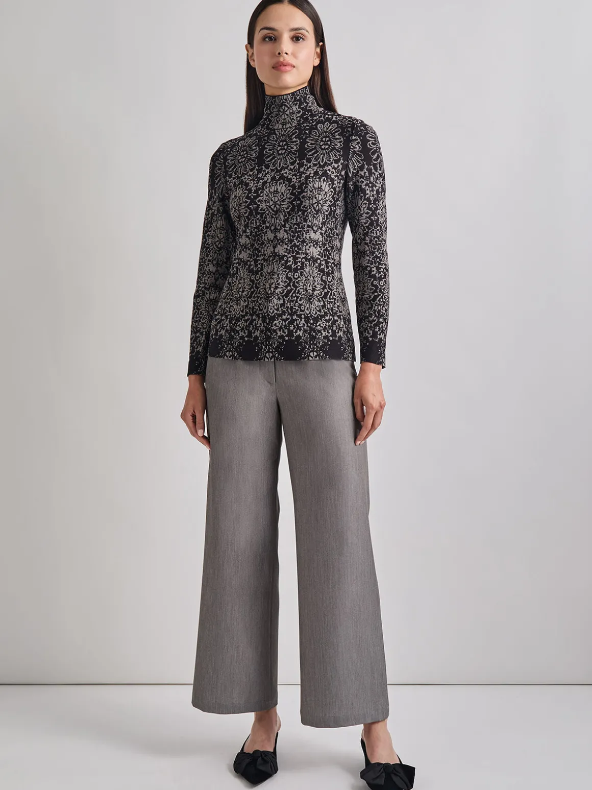 Two-Tone Damask Jacquard Knit Tunic