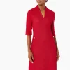 V-Neck Textured Knit Flare Dress