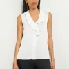Waterfall Ruffle Crepe de Chine Blouse